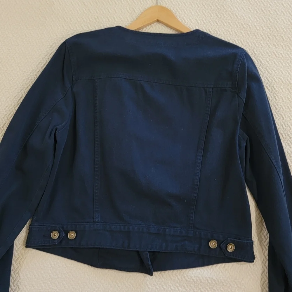 JCP Blue Denim Jacket Women's Size Large Zipper Front
